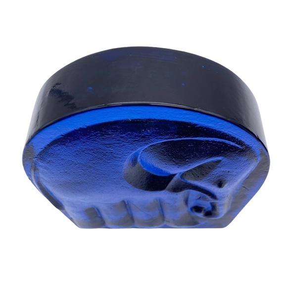 Pair of vintage Blenko cobalt blue glass elephant bookends - Picture 7 of 11